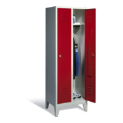 Armoire C+P Classic sur pieds 2 compartiments avant rouge rubis corps gris clair-1