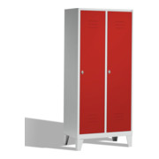 Armoire C+P Classic sur pieds 2 compartiments avant rouge rubis corps gris clair