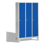 Casier C+P Classic sur pieds 3 compartiments devant gentiane bleu gentiane corps gris clair