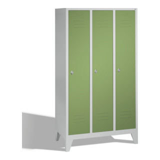 Armoire C+P Classic sur pieds 3 compartiments Façade Corps vert Reseda corps gris clair