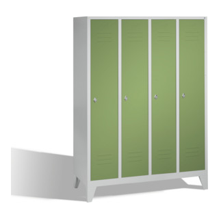 Armoire C+P Classic sur pieds 4 compartiments Façade Corps vert Reseda corps gris clair