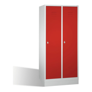 Armoire C+P Classic sur socle 2 compartiments avant rouge rubis corps gris clair