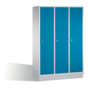 Armoire C+P Classic sur socle 3 compartiments avant bleu clair carrosserie gris clair