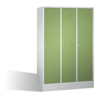 Armoire C+P Classic sur socle 3 compartiments avant Reseda vert corps gris clair