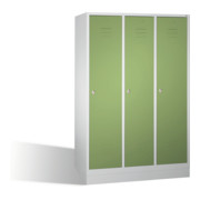 Armoire C+P Classic sur socle 3 compartiments avant Reseda vert corps gris clair
