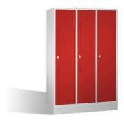 Armoire C+P Classic sur socle 3 compartiments avant rouge rubis carrosserie gris clair
