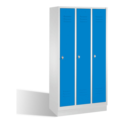 Armoire C+P Classic sur socle 3 compartiments avant bleu clair carrosserie gris clair