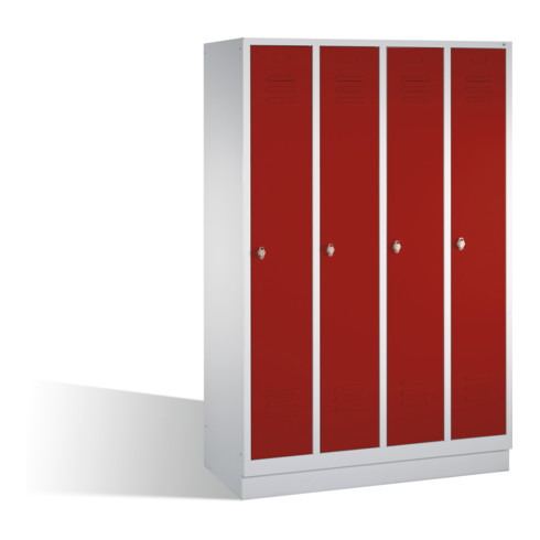 Armoire C+P Classic sur socle 4 compartiments avant rouge rubis carrosserie gris clair