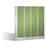 Coffre C+P Classic sur socle 4 compartiments avant Reseda vert carrosserie gris clair