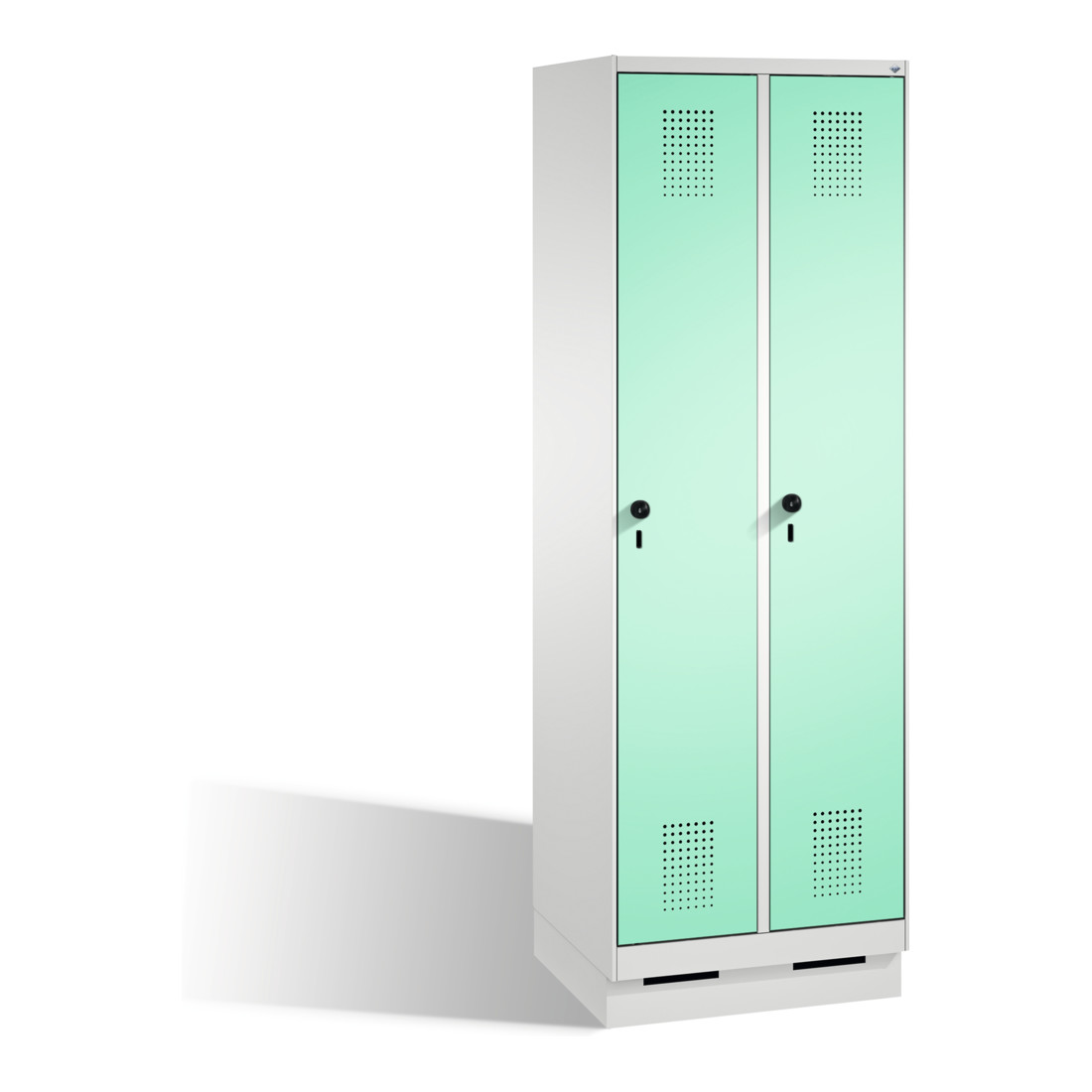 Armoire C+P Evolo sur socle 2 compartiments avant vert clair corps gris clair