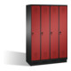 Armoire C+P Evolo sur socle 4 compartiments avant rouge rubis corps noir gris noir-1