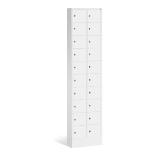 Armoire C+P Intro petite avec 20 compartiments, H1950xL460xP200mm avant gris clair corps gris clair gris clair