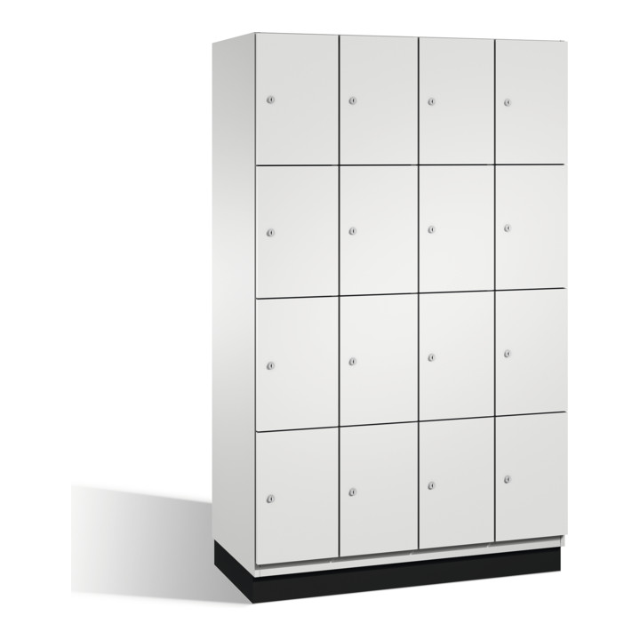 Armoire Cambio C+P sur socle, 16 étagères, H1950xL1200xP525mm avant gris clair corps gris clair gris clair