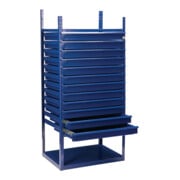 Armoire comptoir LOGS 90 H.1160xl.540xP.390mm 12 tiroirs bleu RAL 5022 LOGS