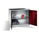 Armoire d'appoint à outils C+P avec portes battantes, 1 tablette intérieure, H1000xL1200xP400mm Façade rouge rubis Corps gris clair-1