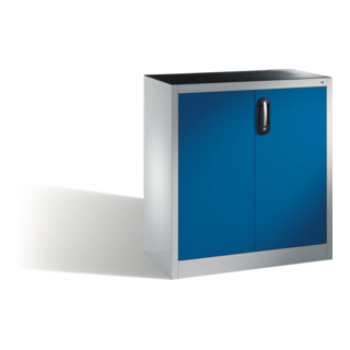 Armoire d'appoint à outils C+P avec portes battantes, 1 tablette intérieure, H1000xL930xP400mm Façade bleu gentiane Corps gris clair