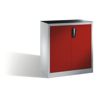 Armoire d'appoint à outils C+P avec portes battantes, 1 tablette intérieure, H1000xL930xP400mm Façade rouge rubis Corps gris clair