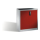 Armoire d'appoint à outils C+P avec portes battantes, 1 tablette intérieure, H1000xL930xP400mm Façade rouge rubis Corps gris clair-1