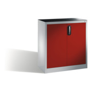 Armoire d'appoint à outils C+P avec portes battantes, 1 tablette intérieure, H1000xL930xP400mm Façade rouge rubis Corps gris clair