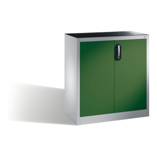 Armoire d'appoint à outils C+P avec portes battantes, 1 tablette intérieure, H1000xL930xP400mm Façade vert réséda Corps gris clair