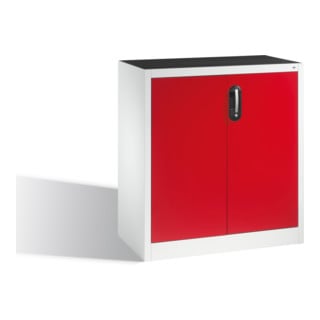 Armoire d'appoint à outils C+P avec portes battantes, 1 tablette intérieure, H1000xL930xP500mm Façade rouge rubis Corps gris clair
