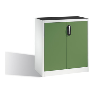 Armoire d'appoint à outils C+P avec portes battantes, 1 tablette intérieure, H1000xL930xP500mm Façade vert réséda Corps gris clair