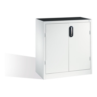 Armoire d'appoint à outils C+P avec portes battantes, 2 tablettes et 3 tiroirs, H1000xL930xP500mm Façade gris clair Corps gris clair