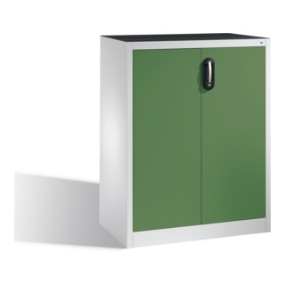 Armoire d'appoint à outils C+P avec portes battantes, intérieur 2 tablettes, H1200xL930xP500mm Façade vert réséda Corps gris clair