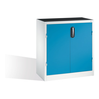 Armoire d'appoint C+P pour charges lourdes avec portes battantes, 1 tablette intérieure, H1000xL930xP500mm Façade bleu clair Corps gris clair