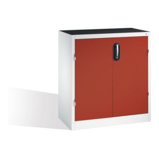 Armoire d'appoint C+P pour charges lourdes avec portes battantes, 1 tablette intérieure, H1000xL930xP500mm Façade rouge rubis Corps gris clair