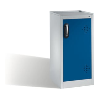 Armoire d'appoint environnementale C+P avec porte battante, 2 bacs en polyéthylène, H1020xL500xP500mm Façade bleu gentiane Corps gris clair