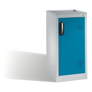 Armoire d'appoint environnementale C+P avec porte pivotante, 2 bacs en polyéthylène, H1020xL500xP500mm Façade bleu clair Corps gris clair