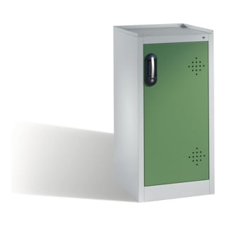 Armoire d'appoint environnementale C+P avec porte pivotante, 2 bacs en polyéthylène, H1020xL500xP500mm Façade vert réséda Corps gris clair