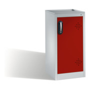Armoire d'appoint environnementale C+P avec porte pivotante, 2 tablettes pour bacs, H1020xL500xP500mm Façade rouge rubis Corps gris clair