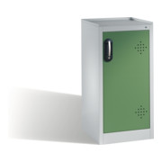 Armoire d'appoint environnementale C+P avec porte pivotante, 2 tablettes pour bacs, H1020xL500xP500mm Façade vert réséda Corps gris clair