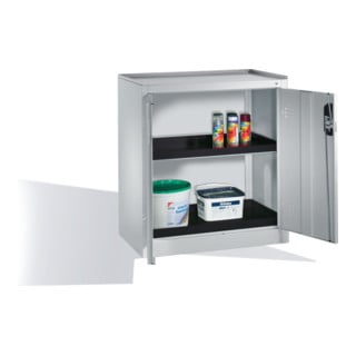 Armoire d'appoint environnementale C+P avec portes battantes, 2 bacs en polyéthylène, H1020xL930xP500mm Façade gris clair Corps gris clair