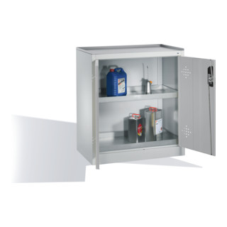 Armoire d'appoint environnementale C+P avec portes battantes, 2 tablettes pour bacs, H1020xL930xP500mm Façade gris clair Corps gris clair