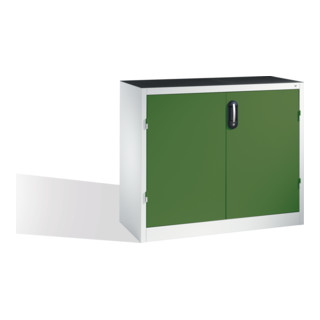 Armoire d'appoint pour charges lourdes C+P avec portes battantes, 1 tablette intérieure, H1000xL1200xP500mm Façade vert réséda Corps gris clair