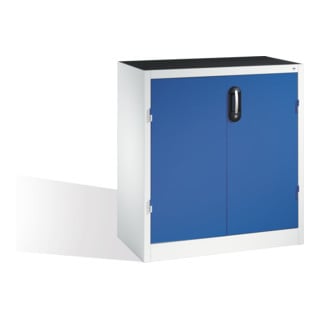 Armoire d'appoint pour charges lourdes C+P avec portes battantes, 1 tablette intérieure, H1000xL930xP500mm Façade bleu gentiane Corps gris clair