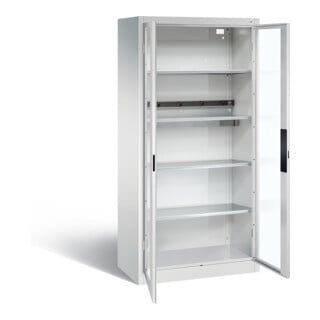 Armoire de charge C+P Akku pour 5 outils électriques, fenêtre, H1950xL930xP500mm, gris clair