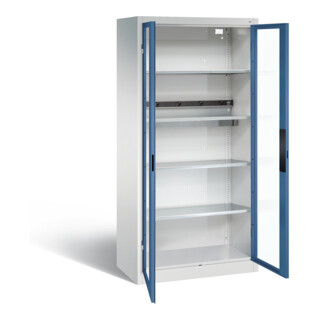 Armoire de charge C+P pour 5 outils électriques, fenêtre, H1950xL930xP500mm, bleu lointain/gris clair