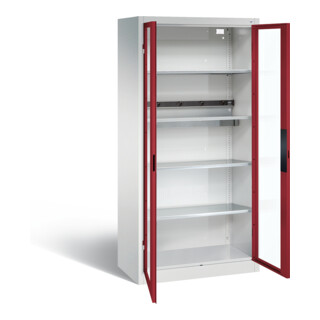 Armoire de charge C+P pour 5 outils électriques, fenêtre, H1950xL930xP500mm, rouge rubis/gris clair