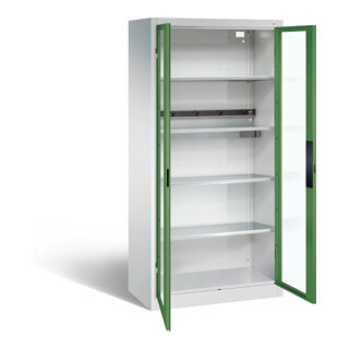 Armoire de charge C+P pour 5 outils électriques, fenêtre, H1950xL930xP500mm, vert réséda/gris clair