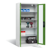 Armoire de charge C+P pour 5 outils électriques, fenêtre, H1950xL930xP500mm, vert réséda/gris clair-2