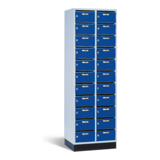 Armoire de distribution C+P Intro avec 22 compartiments, H1950xL620xP500mm devant gentiane bleu gentiane corps gris clair