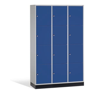 Armoire de rangement C+P Intro, 12 compartiments, H1950xL1220xP500mm devant gentiane bleu gentiane corps gris clair