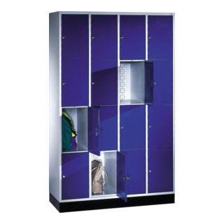 Armoire de rangement C+P Intro, 16 compartiments, H1950xL1220xP500mm Façade Corps bleu gentiane Corps gris clair