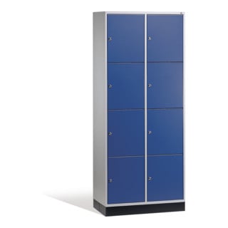 Armoire de rangement C+P Intro, 8 compartiments, H1950xL820xP500mm devant gentiane bleu gentiane corps gris clair