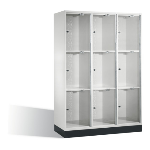 C+P Intro XL armoire de rangement avec portes en verre acrylique 9 compartiments Corps gris clair Certificat GS Oui