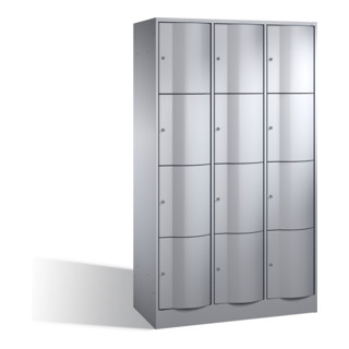 Armoire de rangement C+P Resisto, 12 compartiments, H1950xL1150xP540mm aluminium blanc
